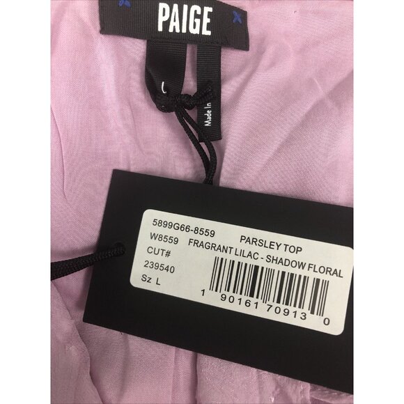 Women's Paige L/S Parsley Silk 3/4 Sleeve Shadow Floral Wrap Top Sz Large NWT - Picture 11 of 11